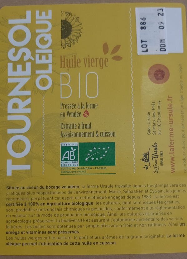 Huile de tournesol bio